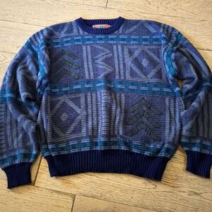 Vintage Chartwell Sweater Abstract Pattern Knit Crewneck Pullover (1374)‎